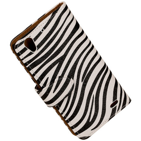 Hoesje voor Huawei Ascend G630 Zebra Booktype Wallet