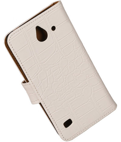 Croco Wit Huawei Ascend Y550 Book/Wallet Case/Cover