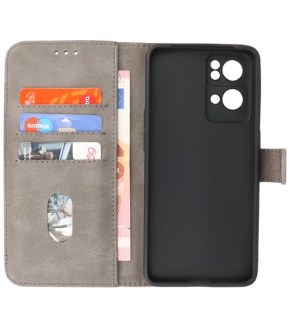 Booktype Hoesje Wallet Case Telefoonhoesje voor Oppo Reno 7 Pro 5G - Grijs