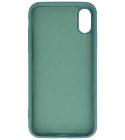2.0mm Dikke Fashion Telefoonhoesje - Siliconen Hoesje voor iPhone Xs & iPhone X - Donker Groen