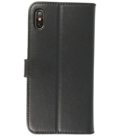 Echt Lederen Hoesje Wallet Case Telefoonhoesje voor iPhone XS & iPhone X - Zwart