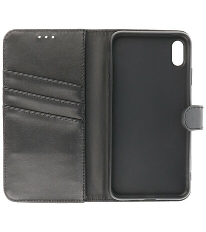 Echt Lederen Hoesje Wallet Case Telefoonhoesje voor iPhone XR - Zwart