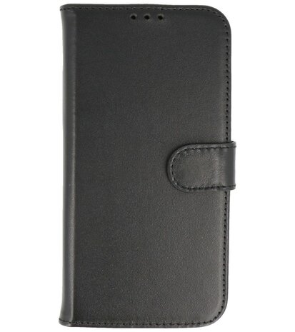 Echt Lederen Hoesje Wallet Case Telefoonhoesje voor iPhone 11 - Zwart