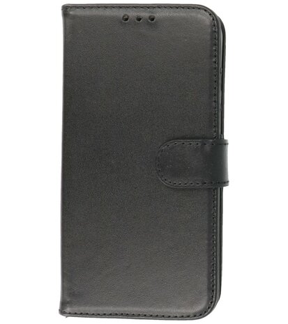 Echt Lederen Hoesje Wallet Case Telefoonhoesje voor iPhone 12 Mini - Zwart