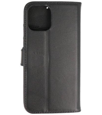 Echt Lederen Hoesje Wallet Case Telefoonhoesje voor iPhone 12 Mini - Zwart