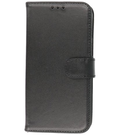 Echt Lederen Hoesje Wallet Case Telefoonhoesje voor iPhone 12 & iPhone 12 Pro - Zwart