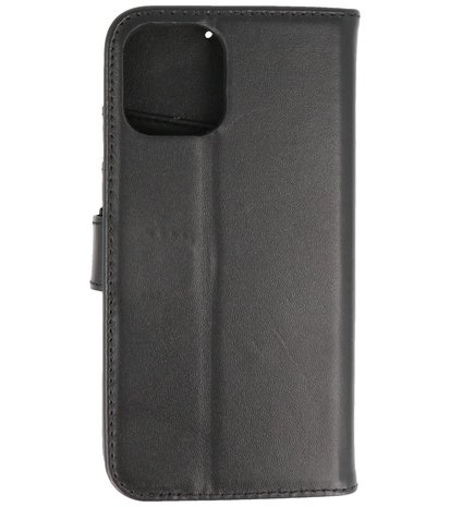 Echt Lederen Hoesje Wallet Case Telefoonhoesje voor iPhone 12 & iPhone 12 Pro - Zwart