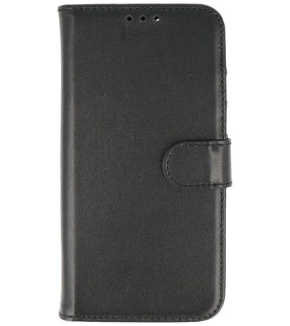 Echt Lederen Hoesje Wallet Case Telefoonhoesje voor iPhone 13 Mini - Zwart