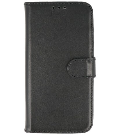 Echt Lederen Hoesje Wallet Case Telefoonhoesje voor iPhone 13 - Zwart