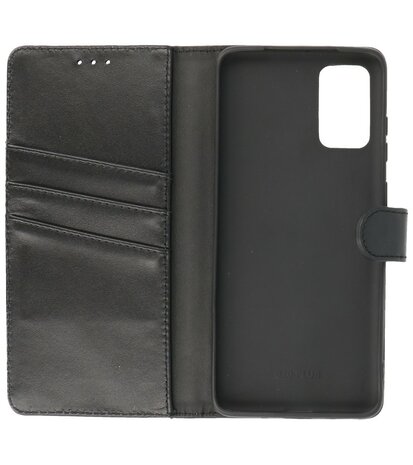 Echt Lederen Hoesje Wallet Case Telefoonhoesje voor Samsung Galaxy S20 Plus - Zwart