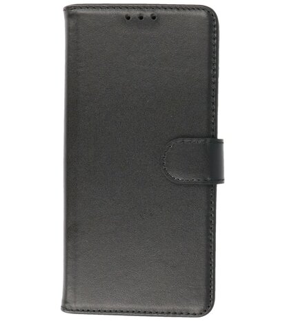 Echt Lederen Hoesje Wallet Case Telefoonhoesje voor Samsung Galaxy S21 - Zwart