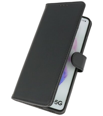 Echt Lederen Hoesje Wallet Case Telefoonhoesje voor Samsung Galaxy S21 Plus - Zwart