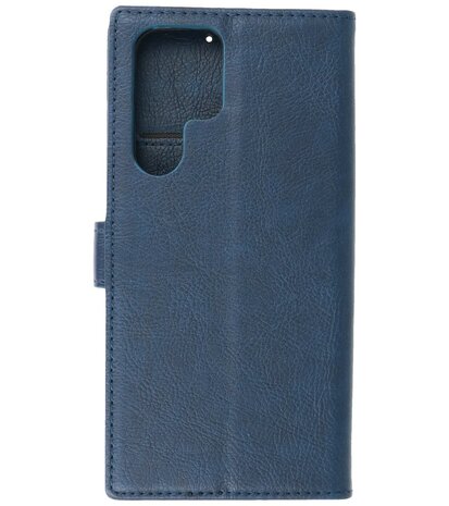 Booktype Hoesje Wallet Case Telefoonhoesje voor Samsung Galaxy S22 Ultra - Navy