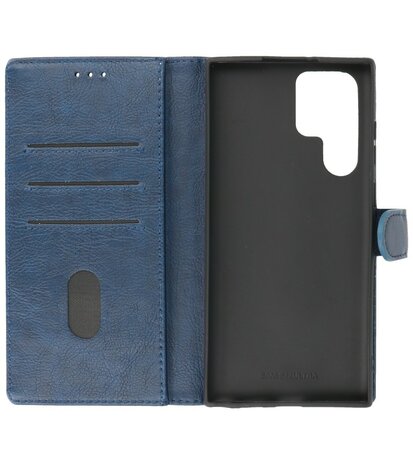 Booktype Hoesje Wallet Case Telefoonhoesje voor Samsung Galaxy S22 Ultra - Navy