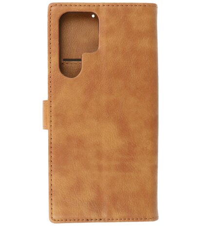 Booktype Hoesje Wallet Case Telefoonhoesje voor Samsung Galaxy S22 Ultra - Bruin