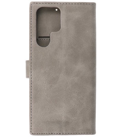 Booktype Hoesje Wallet Case Telefoonhoesje voor Samsung Galaxy S22 Ultra - Grijs