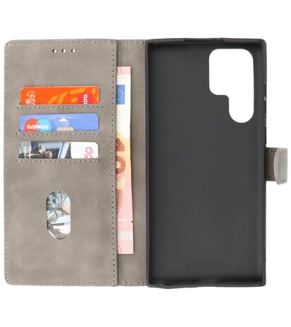 Booktype Hoesje Wallet Case Telefoonhoesje voor Samsung Galaxy S22 Ultra - Grijs