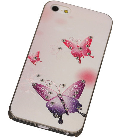 3D Hardcase met Diamant iPhone 5/5S Vlinders