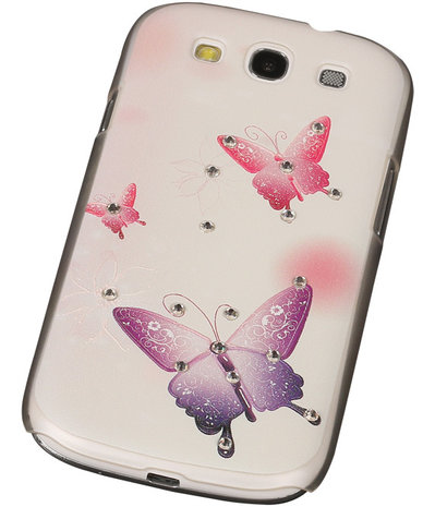 3D Hardcase met Diamant Galaxy S3 I9300 Vlinders