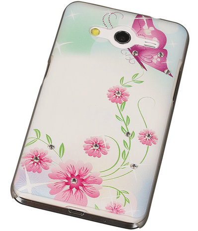 3D Hardcase met Diamant Galaxy Core 2 G355H Vlinder Roze