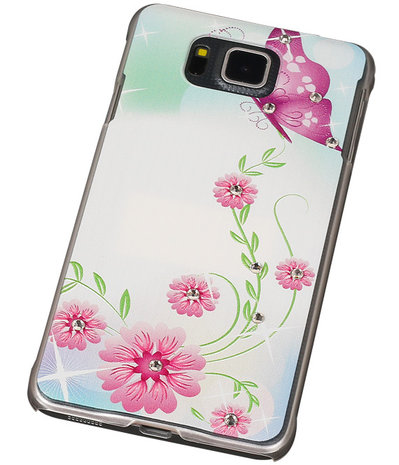 3D Hardcase met Diamant Galaxy Alpha G850F Vlinder Roze