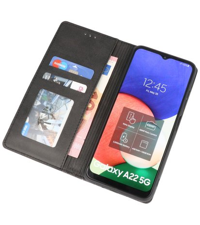 Magnetisch Folio Telefoonhoesje voor Samsung Galaxy A22 5G Zwart