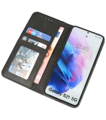 Magnetisch Folio Telefoonhoesje voor Samsung Galaxy S21 Zwart