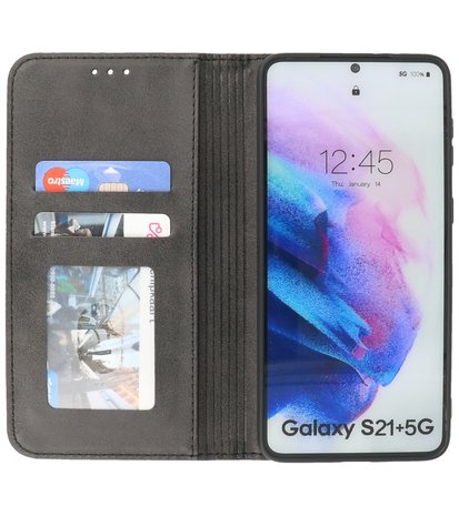 Magnetisch Folio Telefoonhoesje voor Samsung Galaxy S21 Plus Zwart