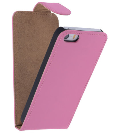 Roze Effen Classic Flipcase Hoesje iPhone 5/5S 