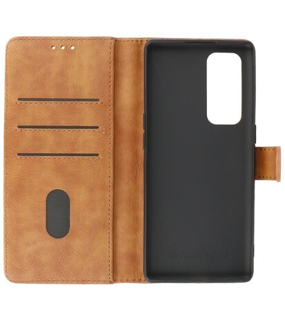 Booktype Hoesje Wallet Case Telefoonhoesje voor Oppo Find X3 Neo & Oppo Reno 5 Pro Plus 5G - Bruin