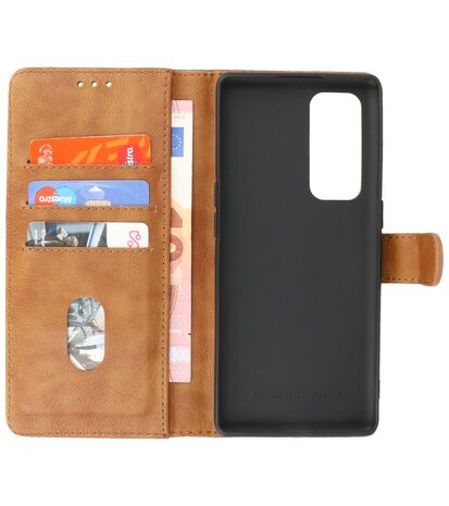 Booktype Hoesje Wallet Case Telefoonhoesje voor Oppo Find X3 Neo & Oppo Reno 5 Pro Plus 5G - Bruin