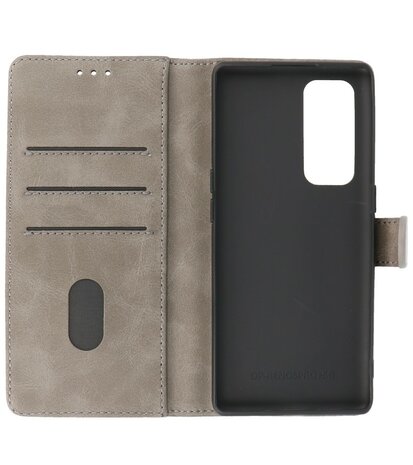 Booktype Hoesje Wallet Case Telefoonhoesje voor Oppo Find X3 Neo & Oppo Reno 5 Pro Plus 5G - Grijs