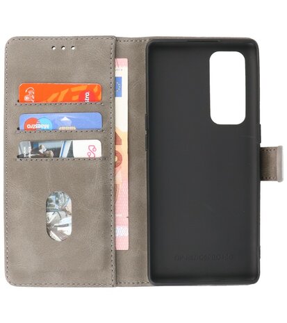 Booktype Hoesje Wallet Case Telefoonhoesje voor Oppo Find X3 Neo & Oppo Reno 5 Pro Plus 5G - Grijs