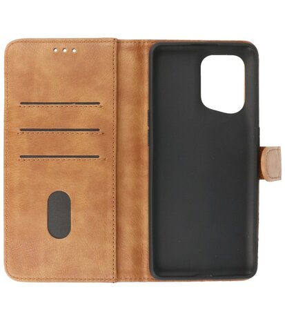 Booktype Hoesje Wallet Case Telefoonhoesje voor Oppo Find X5 - Bruin