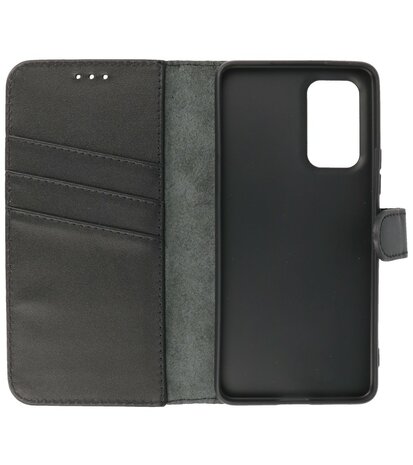 Echt Lederen Hoesje Wallet Case Telefoonhoesje voor Samsung Galaxy A33 5G - Zwart