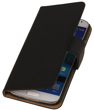 Zwart Samsung Galaxy S4 Hoesjes Book/Wallet Case/Cover