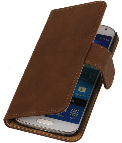 Bruin Hout Design Book Cover Hoesje Galaxy S4 I9500