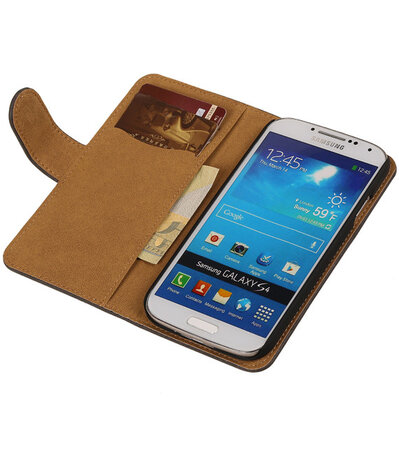 Grijs Hout Design Book Cover Hoesje Galaxy S4 I9500