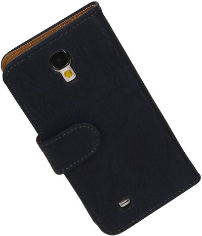 Donker Blauw Hout Design Book Cover Hoesje Galaxy S4 I9500