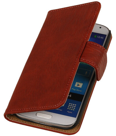 Rood Hout Design Book Cover Hoesje Galaxy S4 I9500