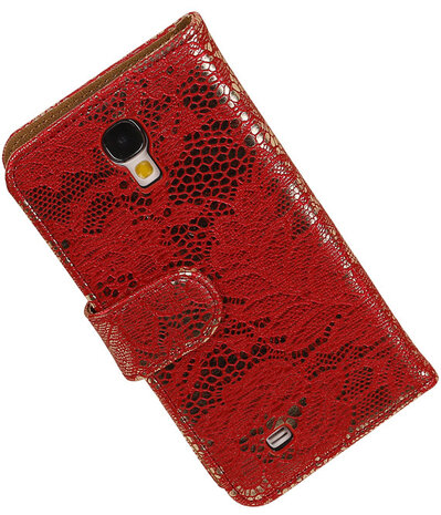 Rood Lace / Kant Design Book Cover Hoesje Galaxy S4 I9500