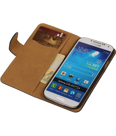 Zwart Croco Design Book Cover Hoesje Galaxy S4 I9500