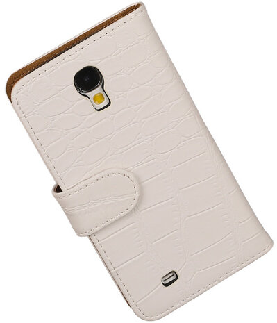 Wit Croco Design Book Cover Hoesje Galaxy S4 I9500