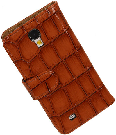 Bruin Croco Design Book Cover Hoesje Galaxy S4 I9500