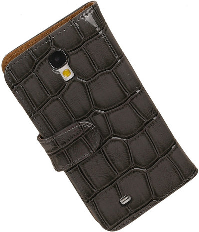 Grijs Croco Design Book Cover Hoesje Galaxy S4 I9500