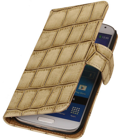 Geel Croco Design Book Cover Hoesje Galaxy S4 I9500