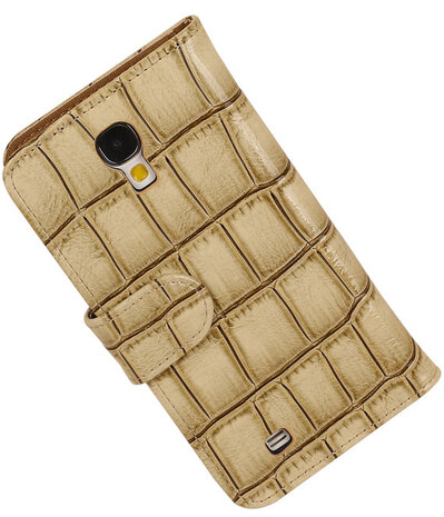 Geel Croco Design Book Cover Hoesje Galaxy S4 I9500