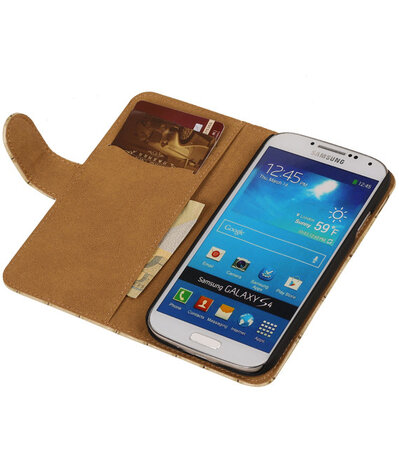 Geel Croco Design Book Cover Hoesje Galaxy S4 I9500