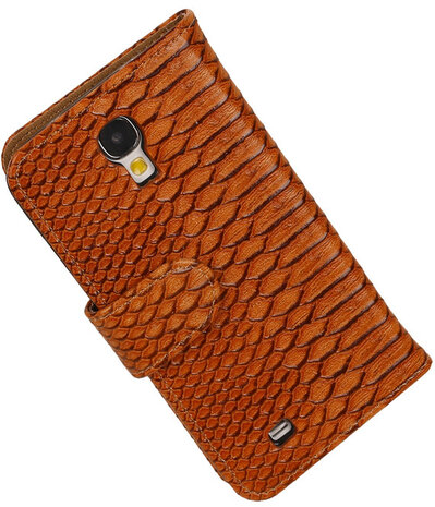 Bruin Slangen / Snake Design Book Cover Hoesje Galaxy S4 I9500