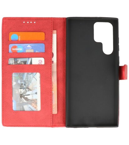 Samsung Galaxy S22 Ultra Hoesje Portemonnee Book Case - Rood